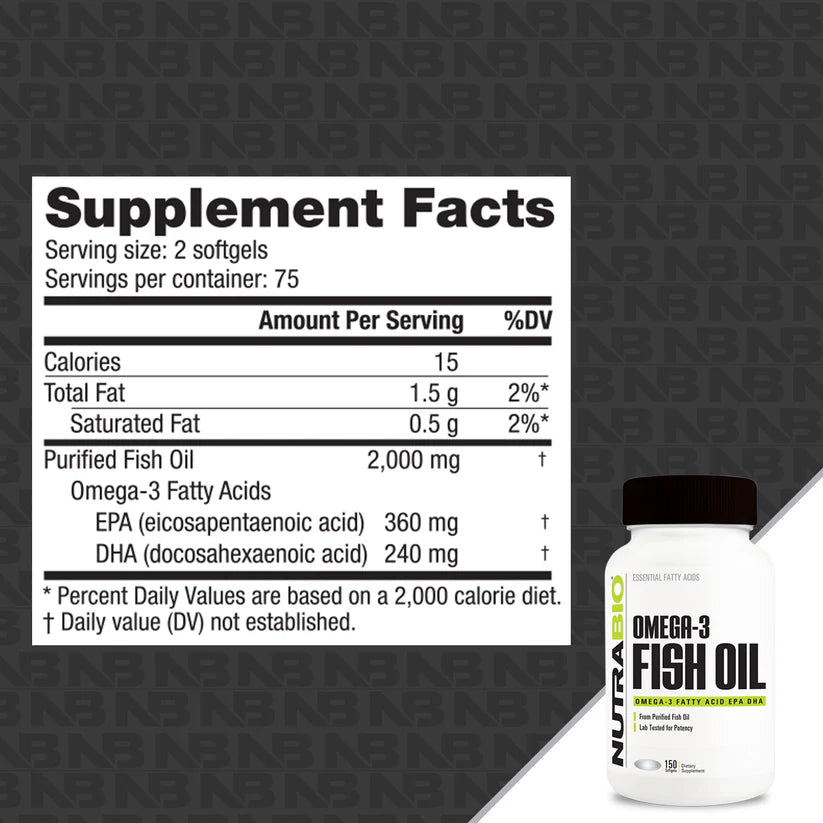 OMEGA 3 FISH OIL 150 CAPS "NUTRABIO"