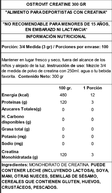 CREATINA MONOHIDRATADA 300 GR OSTROVIT