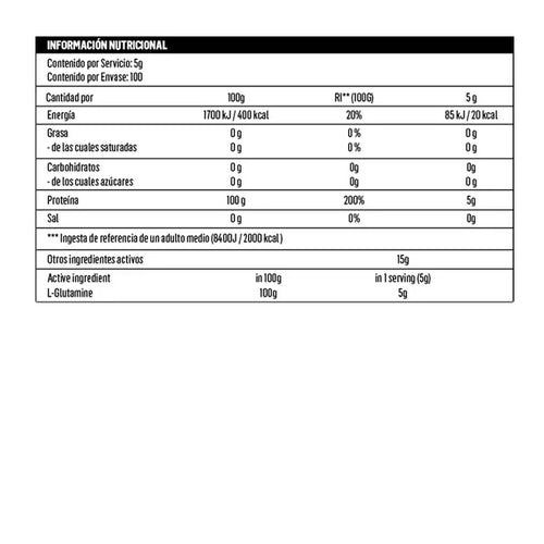 100%  L-GLUTAMINE 500 GR "BIOTECHUSA"